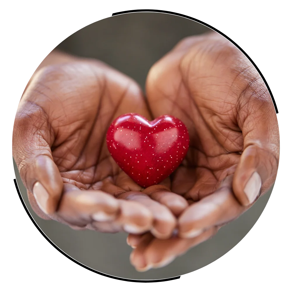 Two hands holding love heart